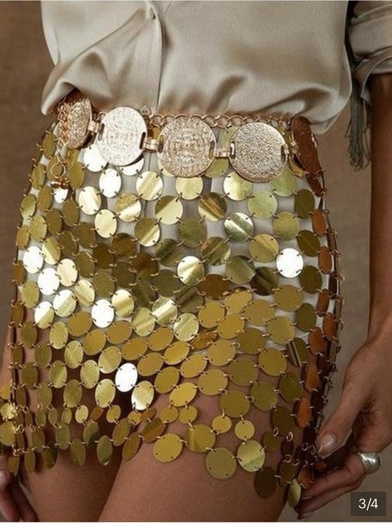 12th Tribe Dresses & Skirts - 12th Tribe Chain link GOLD sequin festival skirt